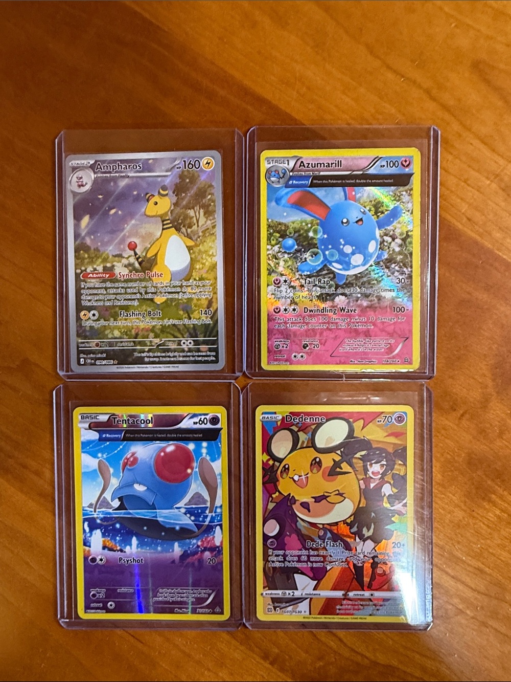 Pokémon TCG Holo Card Lot - Ampharos, Azumarill, Tentacool, Dedenne
